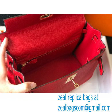 Hermes Kelly 28cm/32cm Bag In clemence Leather With Gold Hardware red - Click Image to Close