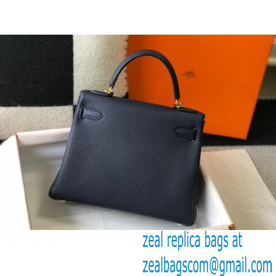 Hermes Kelly 28cm/32cm Bag In clemence Leather With Gold Hardware royal blue