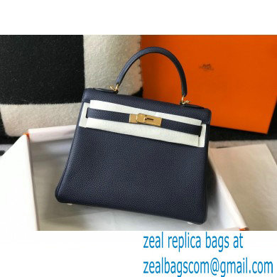 Hermes Kelly 28cm/32cm Bag In clemence Leather With Gold Hardware royal blue