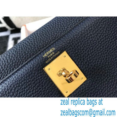 Hermes Kelly 28cm/32cm Bag In clemence Leather With Gold Hardware royal blue - Click Image to Close