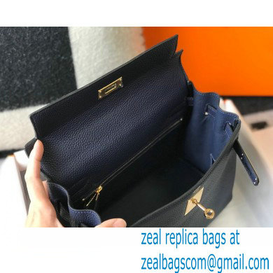 Hermes Kelly 28cm/32cm Bag In clemence Leather With Gold Hardware royal blue - Click Image to Close