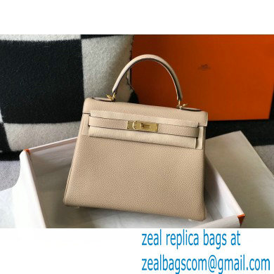 Hermes Kelly 28cm/32cm Bag In clemence Leather With Gold Hardware trench