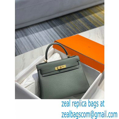 Hermes Kelly 28cm/32cm Bag In clemence Leather With Gold Hardware vert amande