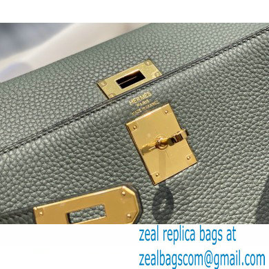 Hermes Kelly 28cm/32cm Bag In clemence Leather With Gold Hardware vert amande