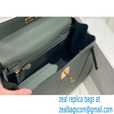Hermes Kelly 28cm/32cm Bag In clemence Leather With Gold Hardware vert amande - Click Image to Close