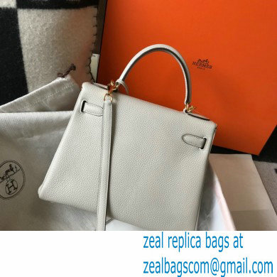 Hermes Kelly 28cm/32cm Bag In clemence Leather With Gold Hardware white