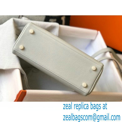 Hermes Kelly 28cm/32cm Bag In clemence Leather With Gold Hardware white