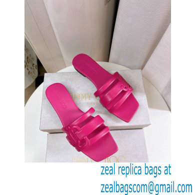 Jimmy Choo Nappa Leather Laran Flats with JC Monogram Fuchsia 2022 - Click Image to Close