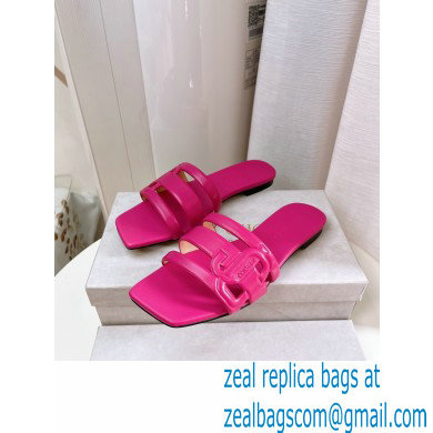 Jimmy Choo Nappa Leather Laran Flats with JC Monogram Fuchsia 2022 - Click Image to Close