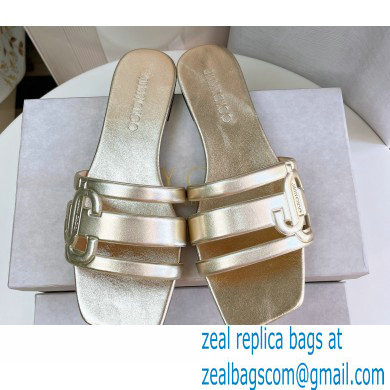 Jimmy Choo Nappa Leather Laran Flats with JC Monogram Gold 2022