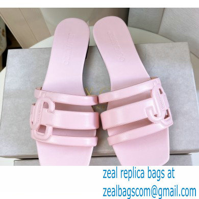Jimmy Choo Nappa Leather Laran Flats with JC Monogram Pink 2022