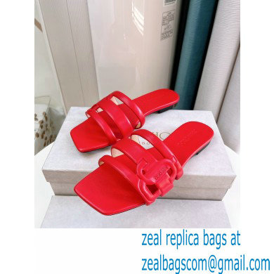 Jimmy Choo Nappa Leather Laran Flats with JC Monogram Red 2022