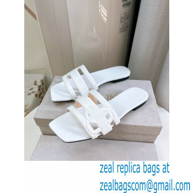 Jimmy Choo Nappa Leather Laran Flats with JC Monogram White 2022 - Click Image to Close