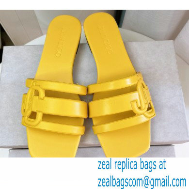 Jimmy Choo Nappa Leather Laran Flats with JC Monogram Yellow 2022