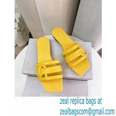 Jimmy Choo Nappa Leather Laran Flats with JC Monogram Yellow 2022