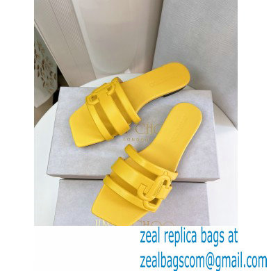 Jimmy Choo Nappa Leather Laran Flats with JC Monogram Yellow 2022