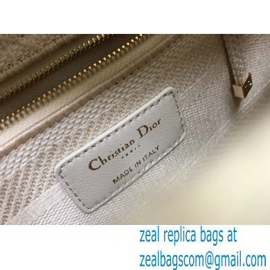 Lady Dior Medium D-Lite Bag in Cannage Embroidery Crystal White 2022