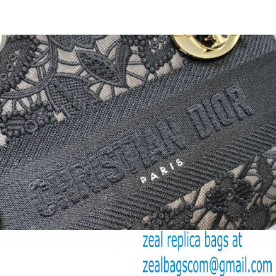 Lady Dior Medium D-Lite Bag in Macrame-Effect Embroidery Black 2022