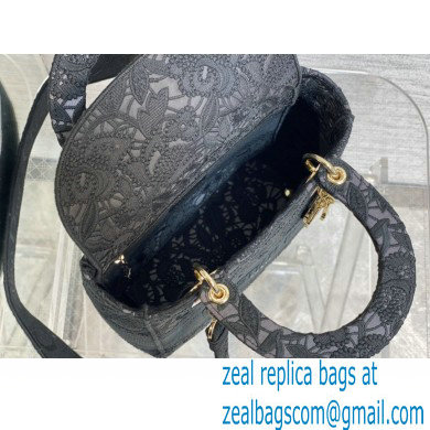 Lady Dior Medium D-Lite Bag in Macrame-Effect Embroidery Black 2022