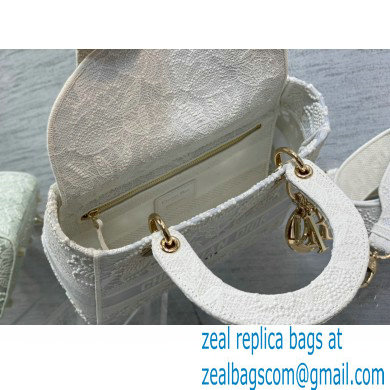 Lady Dior Medium D-Lite Bag in Macrame-Effect Embroidery White 2022 - Click Image to Close