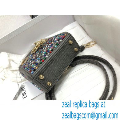 Lady Dior Micro Bag in Multicolor Crystal Embroidery Dark Gray 2022