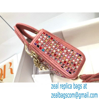 Lady Dior Micro Bag in Multicolor Crystal Embroidery Pink 2022 - Click Image to Close