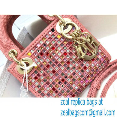 Lady Dior Micro Bag in Multicolor Crystal Embroidery Pink 2022