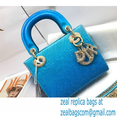 Lady Dior Mini Bag in Crystal Embroidery Blue 2022