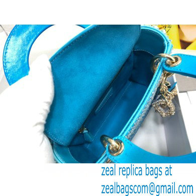 Lady Dior Mini Bag in Crystal Embroidery Blue 2022