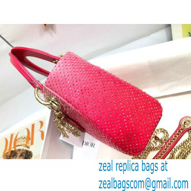 Lady Dior Mini Bag in Crystal Embroidery Red 2022