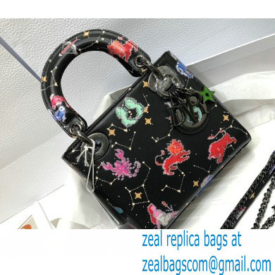 Lady Dior Mini Bag in Multicolor Dior Pixel Zodiac Printed Calfskin Black 2022 - Click Image to Close