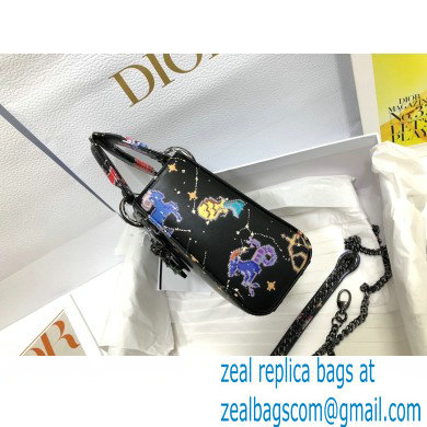 Lady Dior Mini Bag in Multicolor Dior Pixel Zodiac Printed Calfskin Black 2022
