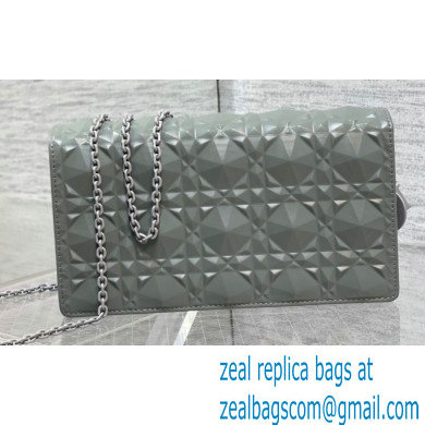 Lady Dior Pouch Bag in Cannage Calfskin with Diamond Motif Gray 2022 - Click Image to Close