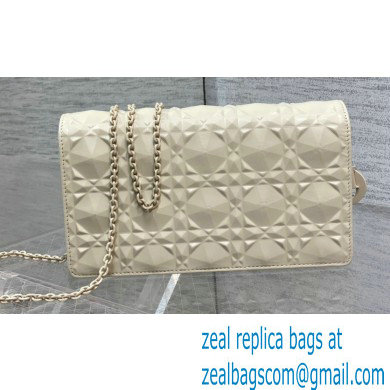 Lady Dior Pouch Bag in Cannage Calfskin with Diamond Motif White 2022 - Click Image to Close