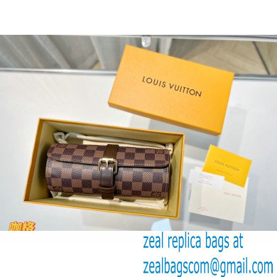 Louis Vuitton 3 Watch Case Damier Ebene Canvas