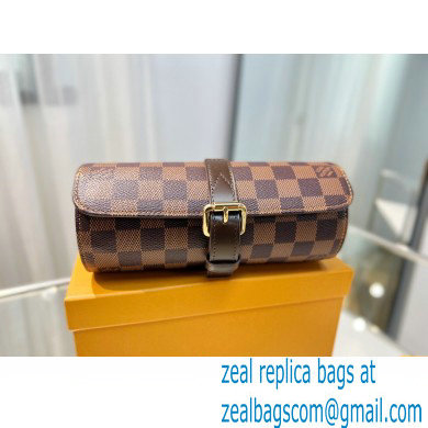 Louis Vuitton 3 Watch Case Damier Ebene Canvas