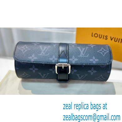 Louis Vuitton 3 Watch Case M43385 Monogram Eclipse Canvas