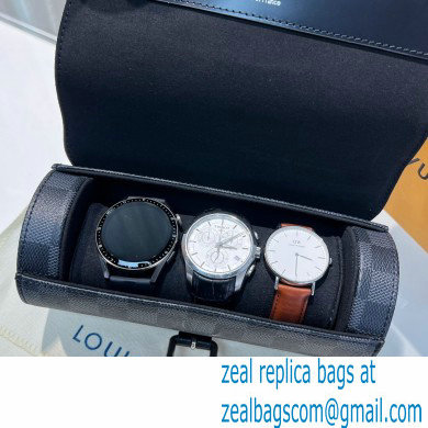 Louis Vuitton 3 Watch Case N41137 Damier Graphite canvas