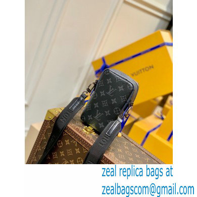 Louis Vuitton Flap Double Phone Pouch in Monogram Eclipse Canvas M81005 Black 2022