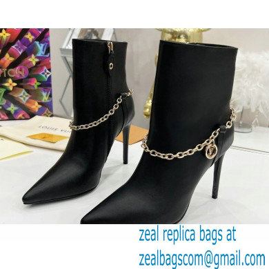 Louis Vuitton Heel 10cm Mansion Ankle Boots Black with Chain 2022