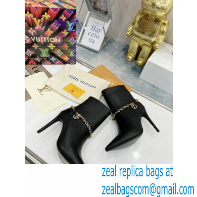 Louis Vuitton Heel 10cm Mansion Ankle Boots Black with Chain 2022 - Click Image to Close