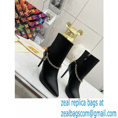 Louis Vuitton Heel 10cm Mansion Ankle Boots Black with Chain 2022 - Click Image to Close