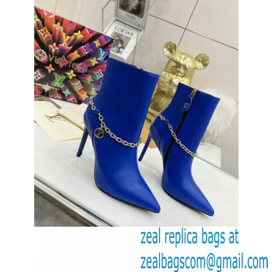 Louis Vuitton Heel 10cm Mansion Ankle Boots Blue with Chain 2022