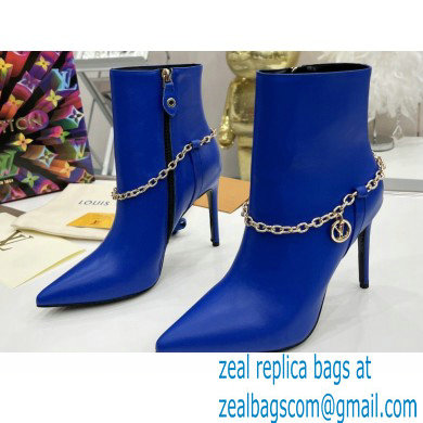 Louis Vuitton Heel 10cm Mansion Ankle Boots Blue with Chain 2022