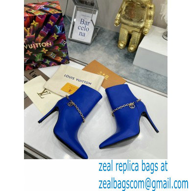 Louis Vuitton Heel 10cm Mansion Ankle Boots Blue with Chain 2022