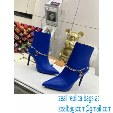 Louis Vuitton Heel 10cm Mansion Ankle Boots Blue with Chain 2022