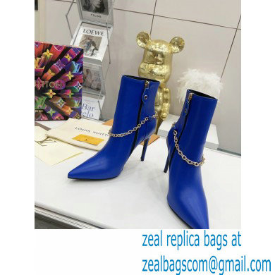 Louis Vuitton Heel 10cm Mansion Ankle Boots Blue with Chain 2022