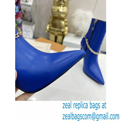 Louis Vuitton Heel 10cm Mansion Ankle Boots Blue with Chain 2022