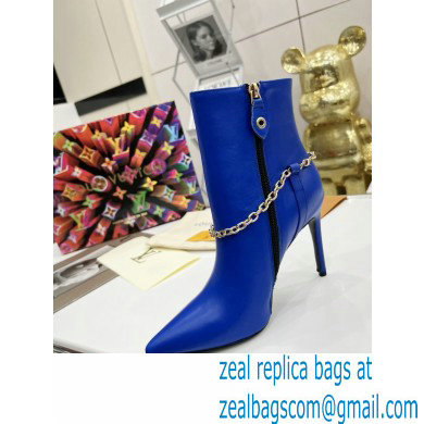 Louis Vuitton Heel 10cm Mansion Ankle Boots Blue with Chain 2022