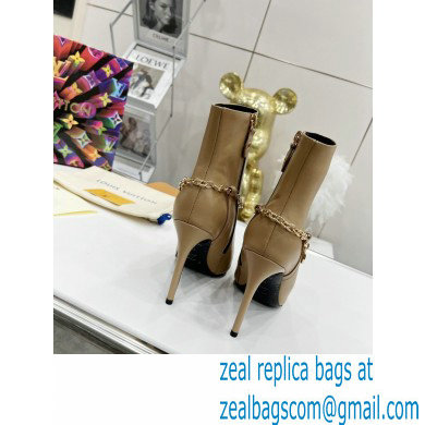 Louis Vuitton Heel 10cm Mansion Ankle Boots Nude with Chain 2022